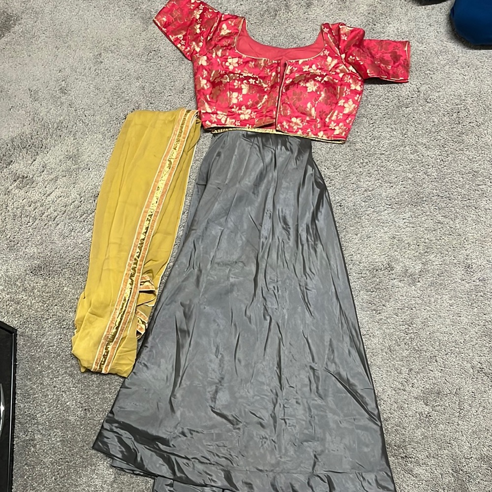 Gray Chniya choli